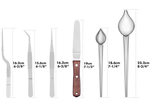 Cridoz 6-Piece Stainless Steel Kitchen Tweezers, Precision Tongs, Drawing Spoons & Offset Spatula Set