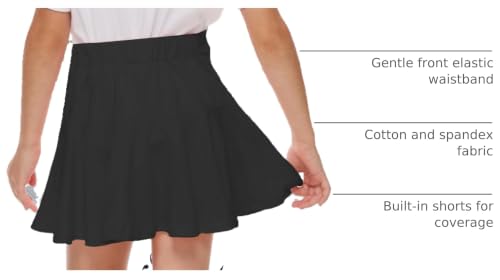 Girls Pleated Tennis Skirts with Built-in Shorts - Toddler & Little Kids Athletic Skorts, 7-8 Years, Black/Pink - DREAM BUS 2 Pack