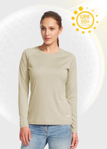 Baleaf Women's UPF 50+ Sun Shirt Long Sleeve Quick Dry A01-Oatmeal (Large)