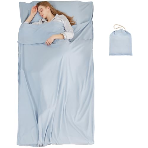 RHINSBENF Blue 47.2 x 82.7 Inch Ultralight Travel Sleeping Bag Liner