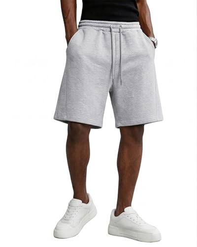 Men's Baggy Sweat Shorts Lightweight Casual Athletic Pants Medium Light Gray