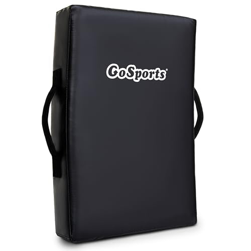 GoSports Premium Blocking Pad 24x16 PRO – Multisport Tackle Pad with 5in Foam, 2 Extra Handles, Black