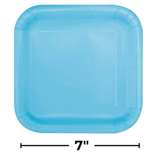 Powder Blue Square Dessert Plates - 7" - Pack of 16