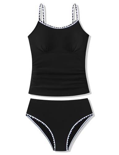 Girls High Waisted Tankini Swimsuit Set - 11-15 Years