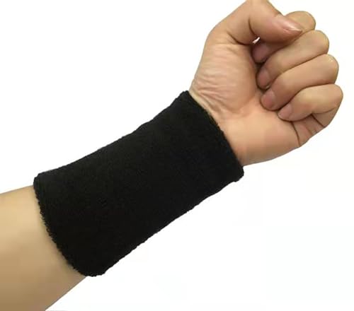 6-Inch Elastic Sports Wristbands for Men & Women - Black