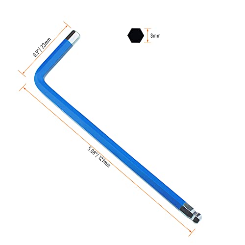 4 PCS 3mm Ball End Hex Key Allen Wrench,Internal Hexagonal Wrench, L Shaped Long Arm S2 Steel Repairing Tool£¬Pale Blue