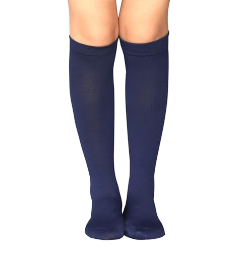 Bestjybt Large-X-Large Navy Athletic Compression Socks 3 Pairs for Men Women