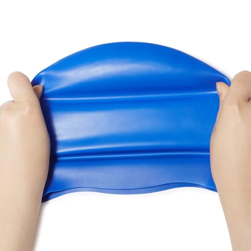Silicone Swim Cap for Adults - Blue