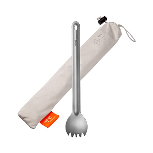 Lightweight Titanium Long Handle Spork & Spoon - Sandblasting Spork