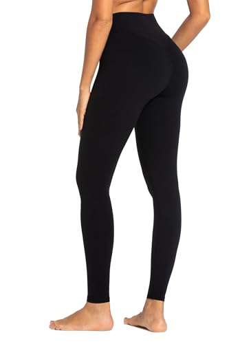 Sunzel Women's Black Lycra High Waisted Yoga Leggings 26" Inseam Medium