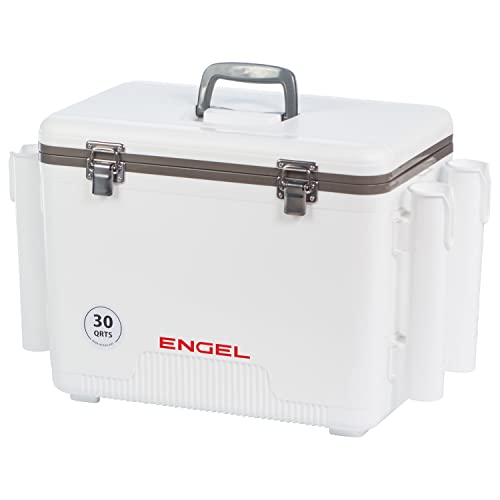 Engel UC30 Leak-Proof Drybox Cooler with Rod Holders - White