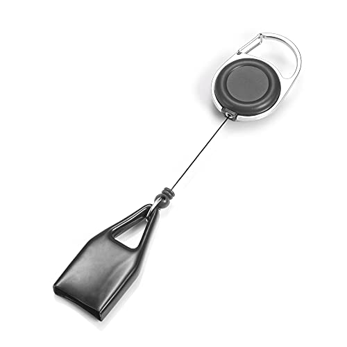 Retractable Lighter Keychain with Belt Clip - Black