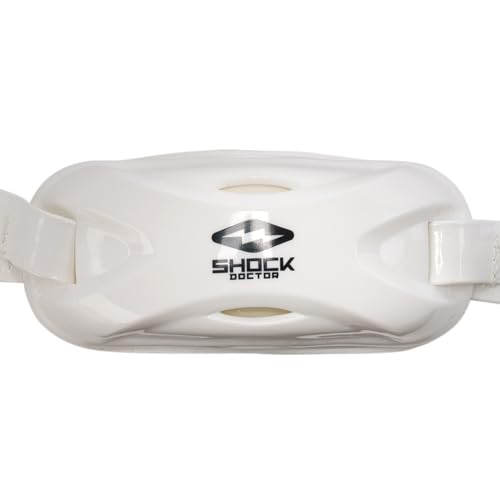 Shock Doctor Football Chin Strap – White, adjustable 4-point, youth & adult