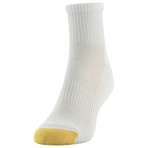 GOLDTOE Women’s Half Cushion Quarter Socks with Mesh – 6 Pairs, Medium White
