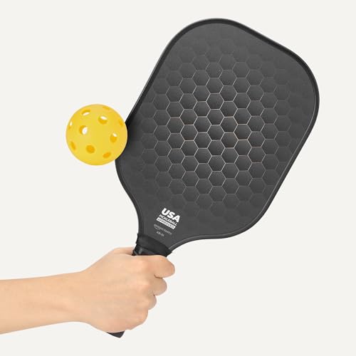 Pickleball Paddle Set - 2 USAPA Approved Black Carbon Fiber Paddles with 4 Balls & Carry Bag