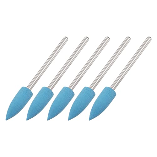 uxcell 5 Pcs Silicone Rubber Grinding Buffing Wheels 2000 Grits 6mm Dia Pointed Polishing Head for Electric Rotary Tool