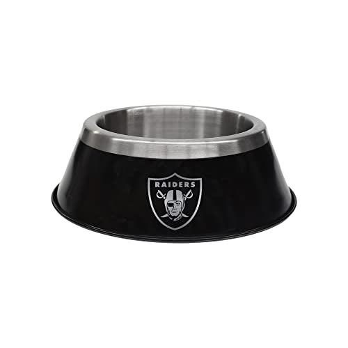 Large Stainless Steel Pet Bowl with Anti-Skid Base - Las Vegas Raiders