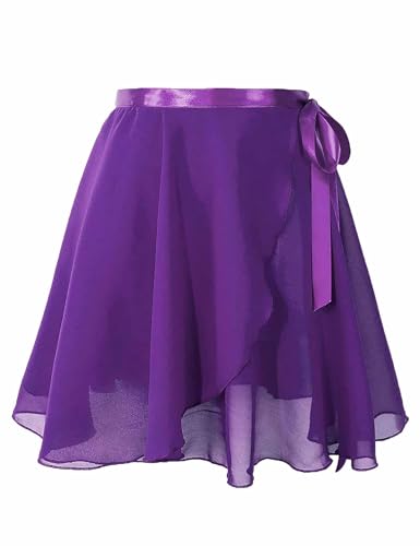 Ballet Wrap Skirt for Girls & Women - Sheer Chiffon, Purple, 8-12 Years