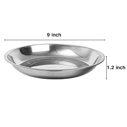 TOPZEA 10 Pack 9 Inch Stainless Steel Dinner Plates – Unbreakable, Stackable Camping & Picnic Dishes