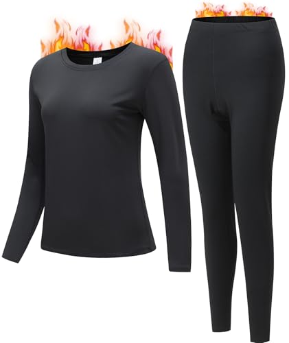 JZCreater Thermal Women's Long Johns Base Layer Set - Medium Black