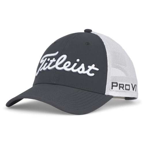 Titleist Men's Tour Performance Mesh Golf Hat Charcoal White One Size