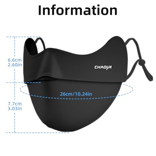 UPF 50+ UV Sun Protection Face Mask - Black, Breathable Cooling Cover