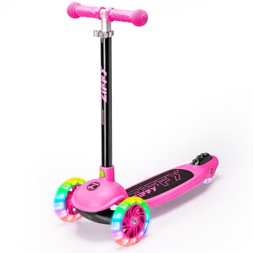 Ziffy Multicolor 3-Wheel Kids Scooter with LED Lights, Adjustable Height, Red
