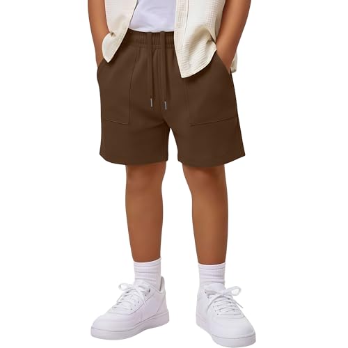 Boy's Athletic Baggy Shorts - Brown, 12-13 Years