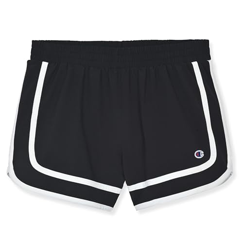 Champion Girls Heritage Foldover Mesh Running Basketball Short 2.75 Inch Inseam - Large, Black-Pink