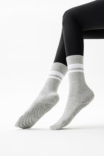 Women's Non-Slip Yoga Grip Socks - Small / Grey - Comfort & Stability