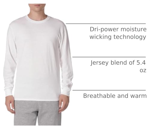 Jerzees Mens Dri-Power Cotton Blend Long Sleeve Tees, Moisture