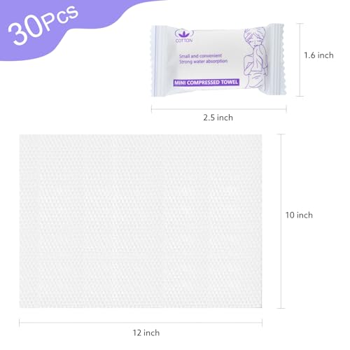 Disposable Compressed Face Towels - 30 Pcs White, Soft Cotton