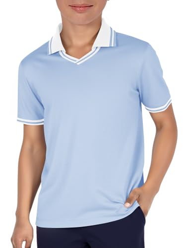 Boys Short Sleeve Pique Polo Shirt - Kids Uniform Golf Shirt - 13-14 Years / Blue