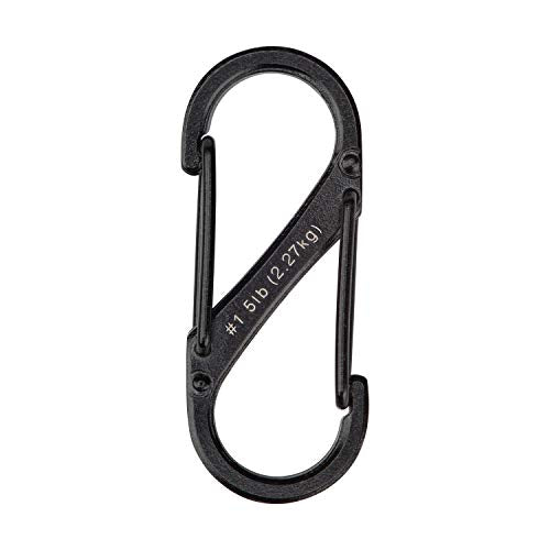 Stainless Steel Dual Carabiner S-Biner - 2 Count, Size 1, Black