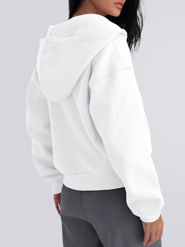 White Medium Trendy Queen Women's Cropped Zip-Up Hoodie Fall 2026