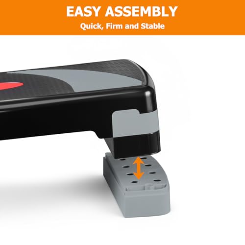 Adjustable 31" Aerobic Step Platform - Red, Non-Slip Fitness Stepper