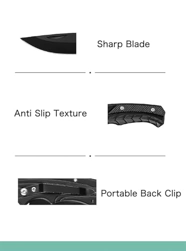 Folding Pocket Knife with Chain - 2.68 Inch Blade - Black