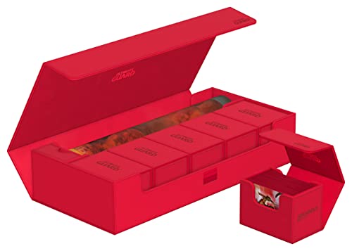 Ultimate Guard Superhive 550+ Deck Case Red for Double-Sleeved Cards, Magnetic Closure