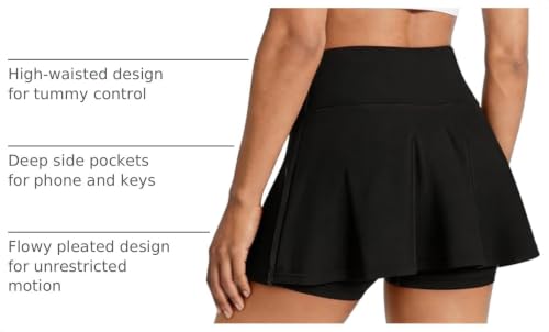 Women Tennis Workout Skorts High Waisted Athletic Skirts with Inner