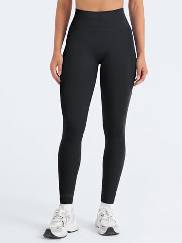 YEOREO Seamless Scrunch Leggings for Women, Medium Black Marl