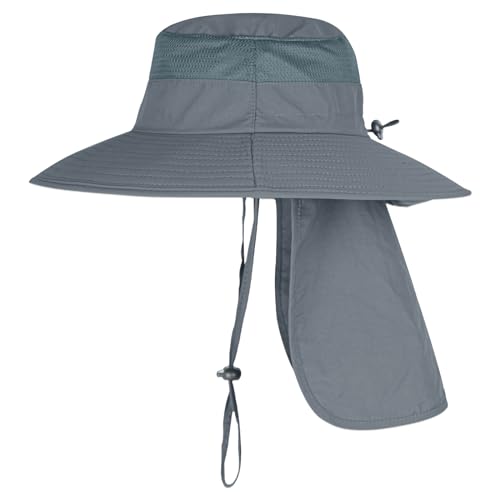 Sun Hat with Neck Flap for Men & Women - UPF 50+ Water Resistant Bucket Hat