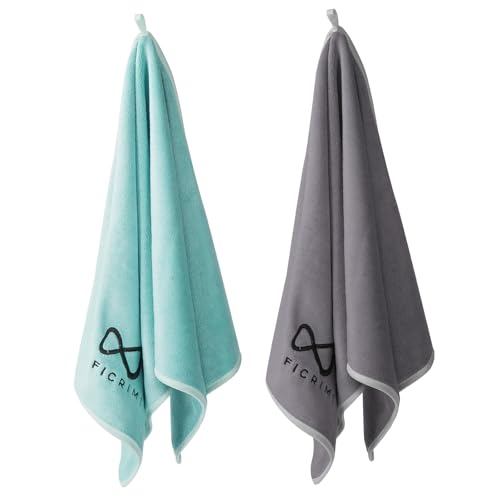 Microfiber Gym Towels 2 Pack - 15x31 Inch Grey-Green