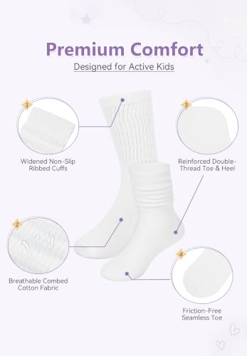 Slouch Knee High Socks for Girls - 2 Pairs, Navy Blue, 5-7 Years
