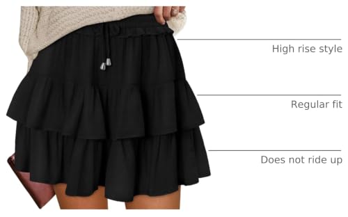 onlypuff Large 01-black Flowy Shorts Skorts for Women, Ruffle Tiered Teen Girls, Multi-Use Tennis Golf Outfit