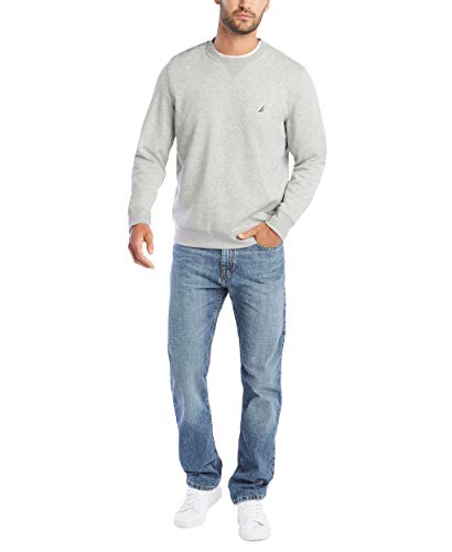 Nautica Men's Basic Crew Neck Fleece Sweatshirt – Large Grey Heather