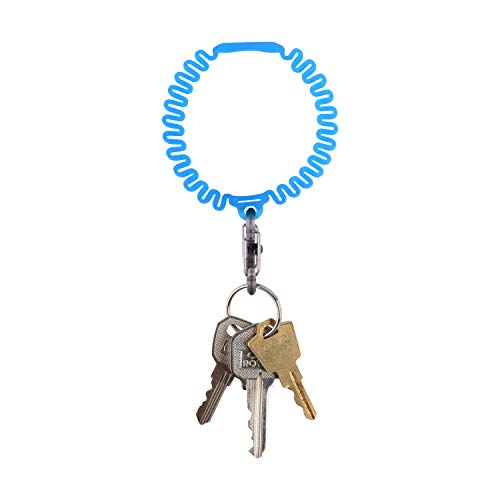 Stretch Wristband Key Chain with S-Biner Clip - Blue