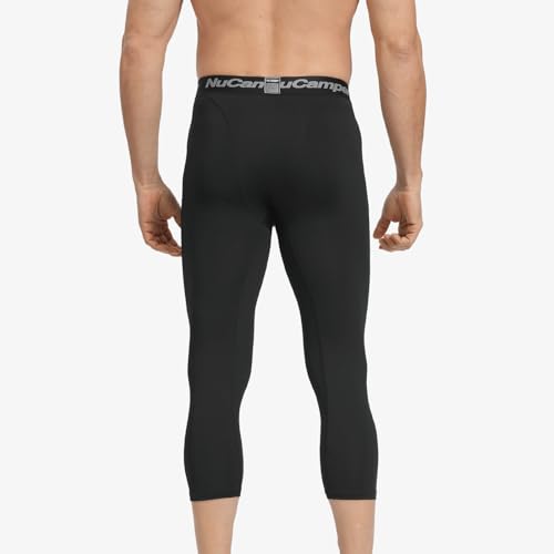 Men's 3/4 Compression Running Pants - Quick Dry - Small/Black