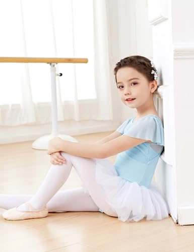 Flutter Sleeve Ballet Leotard for Toddler Girls - Blue, 7-8 Years