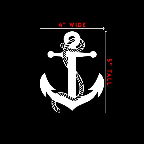 Anchor & Rope Chain Sticker Decal - 4" x 5" White Vinyl