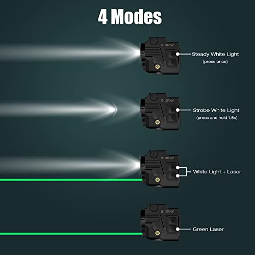 Pistol Light Laser Sight Gun Light 420 Lumens LED Picatinny Weaver Rail with Magnetic Charging Quick Release Strobe Function Laser Light Combo for Airsoft Handguns Pistol Rifle